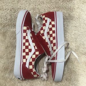 Old Skool Vans, red cream white